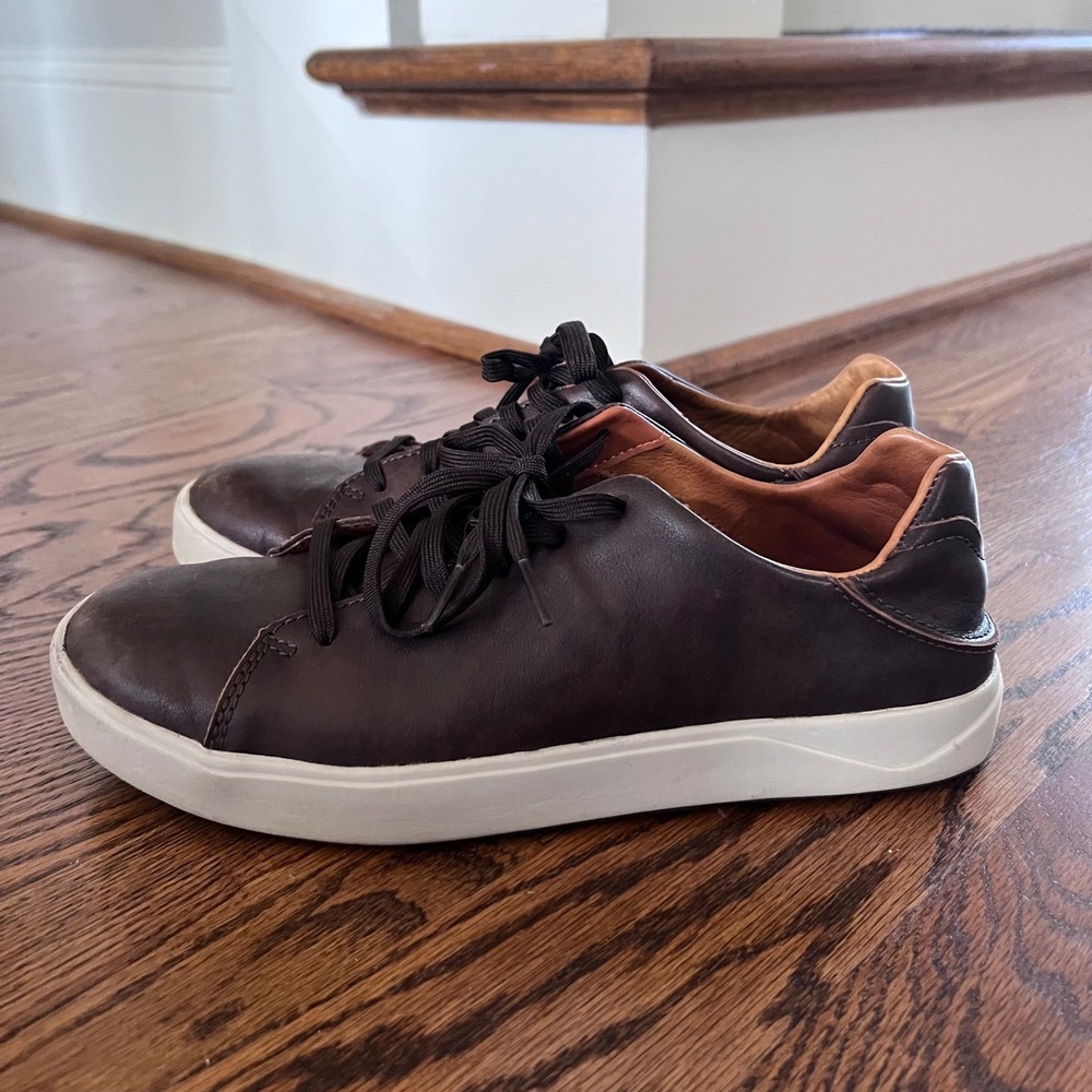 OluKai Laeahi‎ Li'ili'i Dark Brown Leather Lace Up Shoes Men's US 8.5 EUR 41.5 - Picture 9 of 12